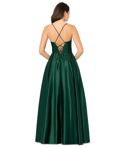 Juniors' Gathered-Bust Boned-Waist Ball Gown Hunter $111.37 Dresses