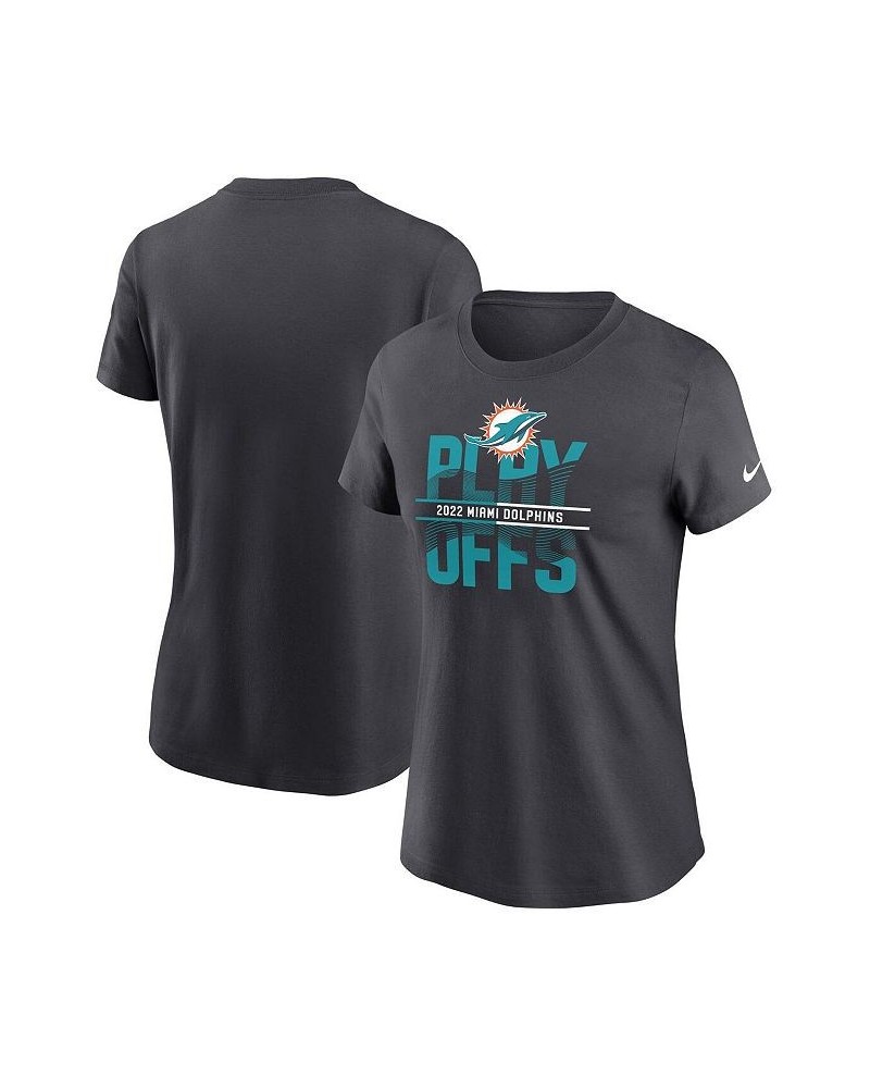 Women's Anthracite Miami Dolphins 2022 NFL Playoffs Iconic T-shirt Anthracite $21.15 Tops