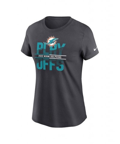 Women's Anthracite Miami Dolphins 2022 NFL Playoffs Iconic T-shirt Anthracite $21.15 Tops