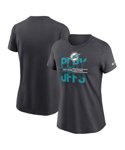 Women's Anthracite Miami Dolphins 2022 NFL Playoffs Iconic T-shirt Anthracite $21.15 Tops