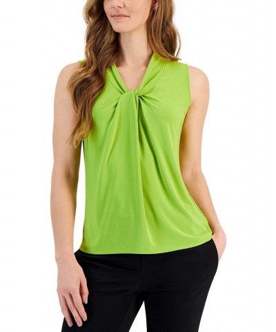 Women's Sleeveless Twist-Front V-Neck Blouse KIWI $34.22 Tops