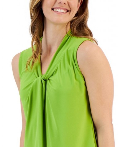 Women's Sleeveless Twist-Front V-Neck Blouse KIWI $34.22 Tops