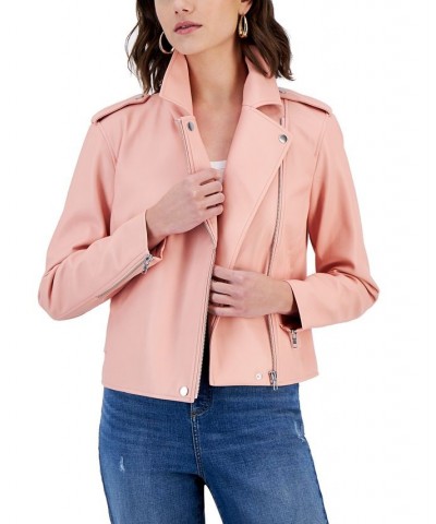 Women's Faux-Leather Jacket Pink $33.46 Jackets