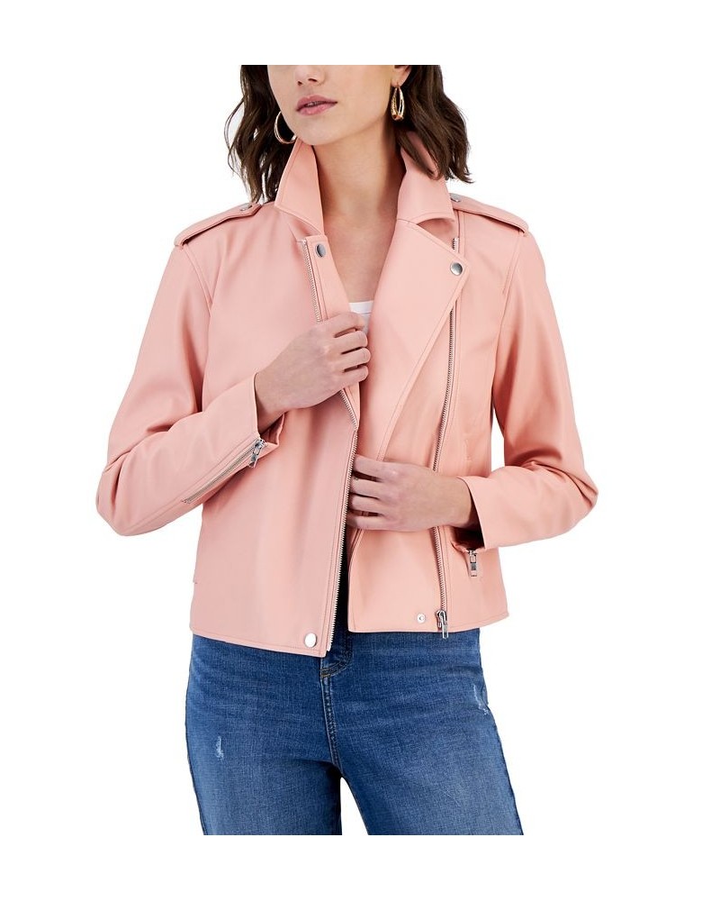 Women's Faux-Leather Jacket Pink $33.46 Jackets