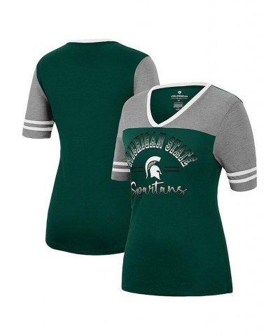 Women's Green Heathered Gray Michigan State Spartans There You Are V-Neck T-shirt Green, Heathered Gray $22.94 Tops