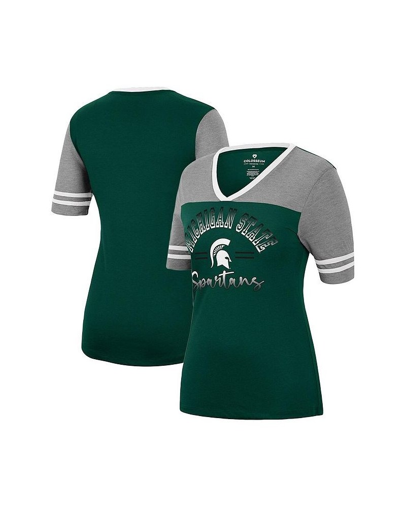 Women's Green Heathered Gray Michigan State Spartans There You Are V-Neck T-shirt Green, Heathered Gray $22.94 Tops