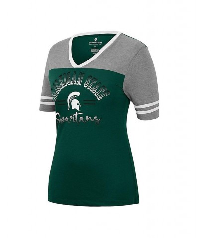 Women's Green Heathered Gray Michigan State Spartans There You Are V-Neck T-shirt Green, Heathered Gray $22.94 Tops