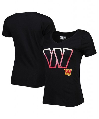 Women's Black Washington Commanders Ink Dye Sideline V-Neck T-shirt Black $17.39 Tops