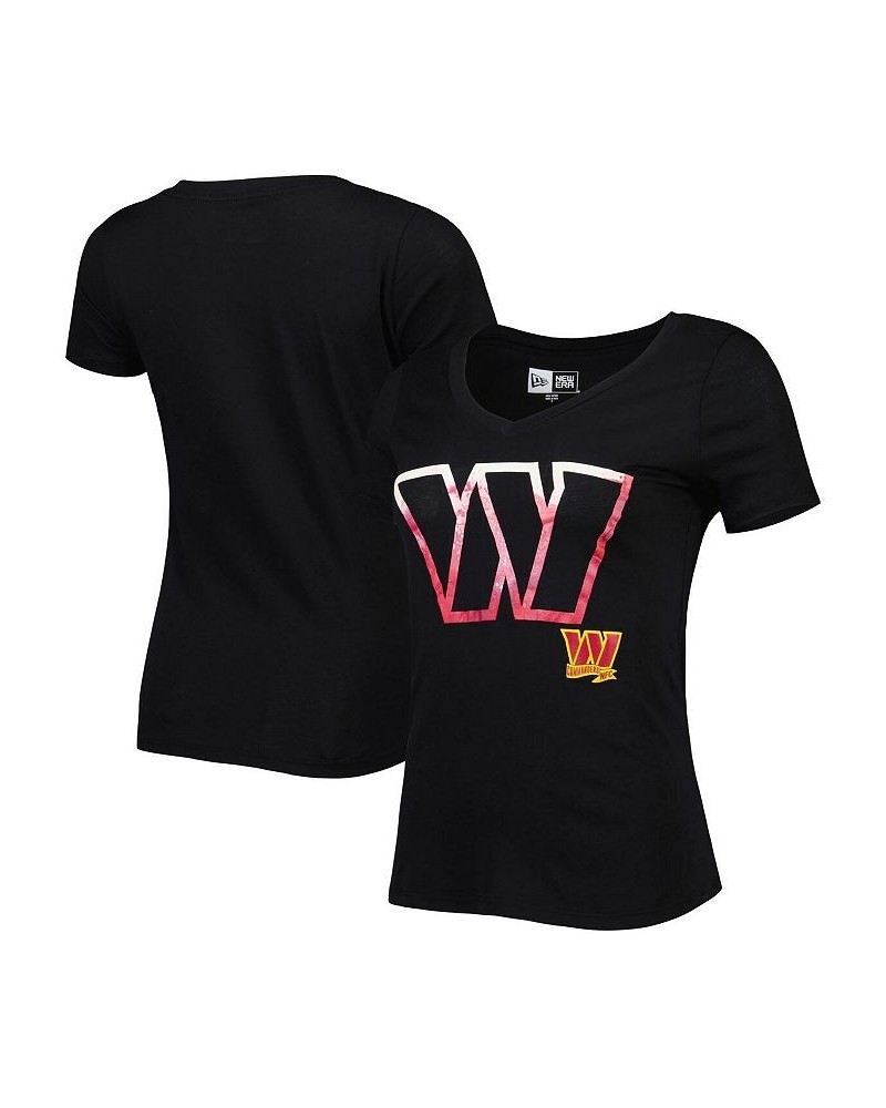 Women's Black Washington Commanders Ink Dye Sideline V-Neck T-shirt Black $17.39 Tops