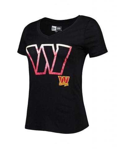 Women's Black Washington Commanders Ink Dye Sideline V-Neck T-shirt Black $17.39 Tops