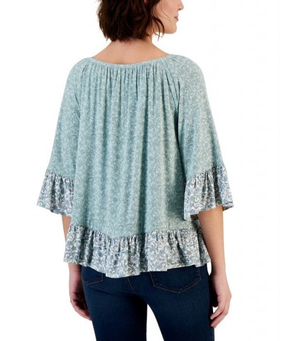 Petite Sunshine Floral On/Off the Shoulder Top Blue $17.85 Tops