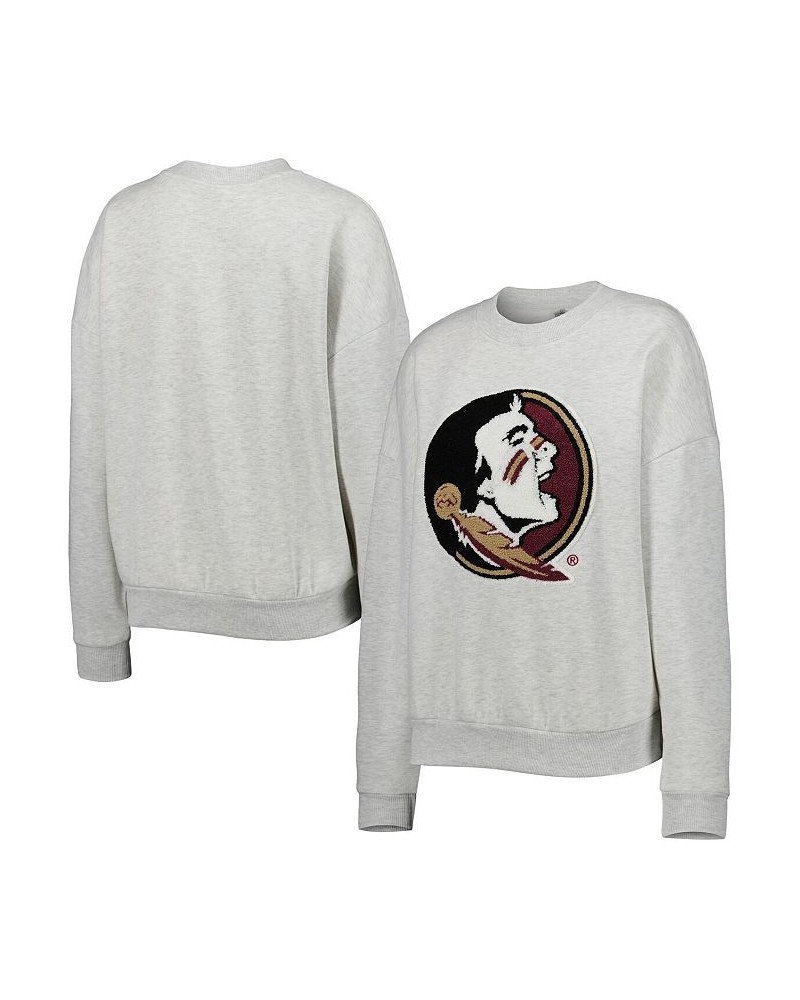 Women's Heather Gray Florida State Seminoles Chenille Patch Fleece Sweatshirt Heather Gray $34.67 Sweatshirts