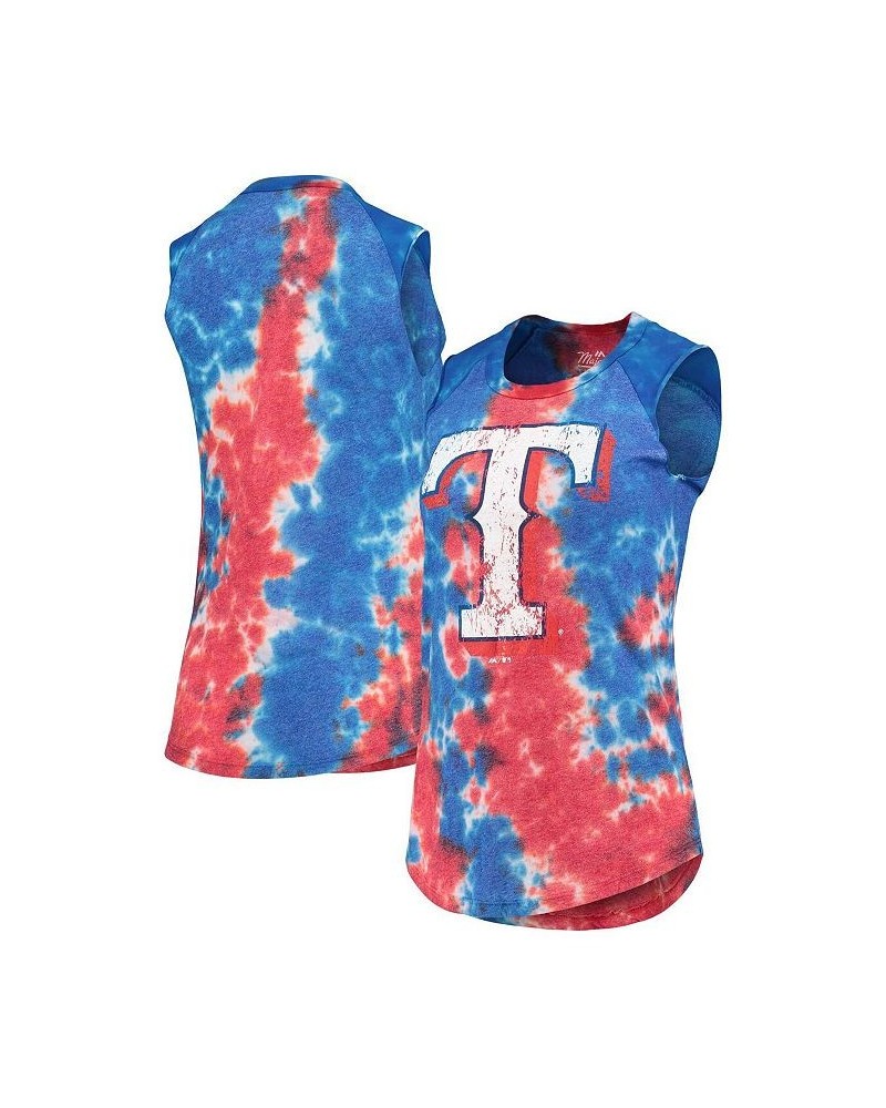 Women's Threads Red Blue Texas Rangers Tie-Dye Tri-Blend Muscle Tank Top Red, Blue $32.99 Tops