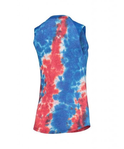 Women's Threads Red Blue Texas Rangers Tie-Dye Tri-Blend Muscle Tank Top Red, Blue $32.99 Tops