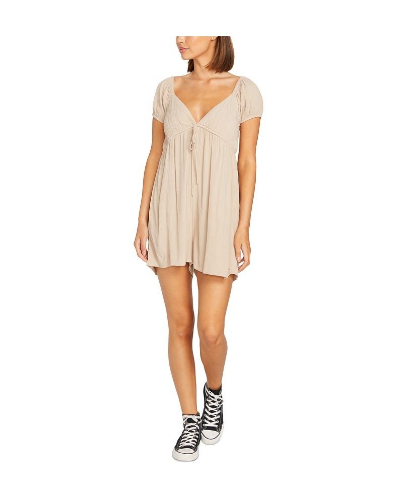 Juniors' Moonblast Empire-Waist Romper Taupe $20.75 Shorts