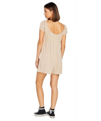 Juniors' Moonblast Empire-Waist Romper Taupe $20.75 Shorts