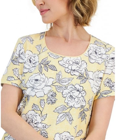 Women's Papercut Floral Scoop-Neck Short-Sleeve Top Dusty Sunrise $10.59 Tops