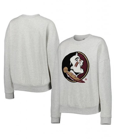 Women's Heather Gray Florida State Seminoles Chenille Patch Fleece Sweatshirt Heather Gray $34.67 Sweatshirts