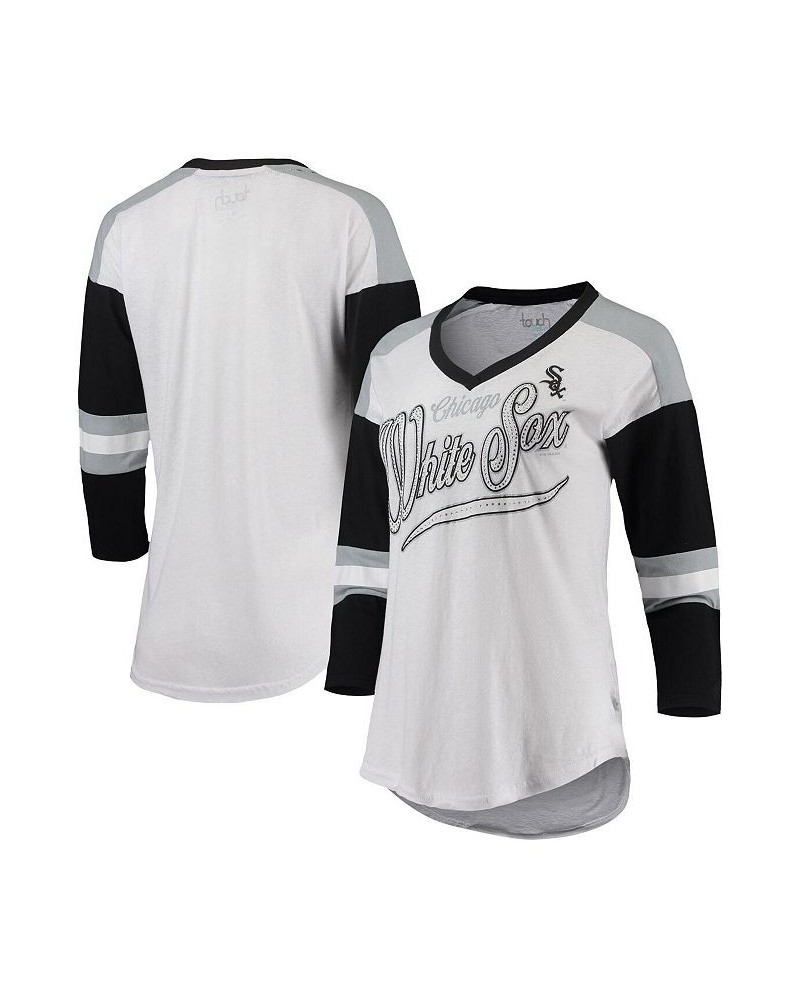 Women's White and Black Chicago White Sox Base Runner 3/4-Sleeve V-Neck T-shirt White, Black $23.65 Tops