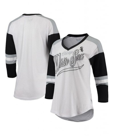 Women's White and Black Chicago White Sox Base Runner 3/4-Sleeve V-Neck T-shirt White, Black $23.65 Tops