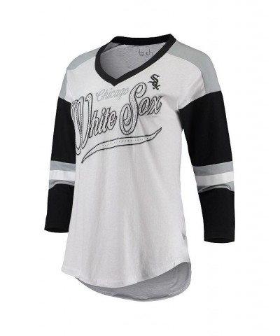 Women's White and Black Chicago White Sox Base Runner 3/4-Sleeve V-Neck T-shirt White, Black $23.65 Tops