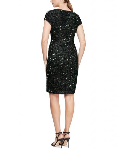 Cap Sleeve Sequin Sheath Dress Blue $33.91 Dresses