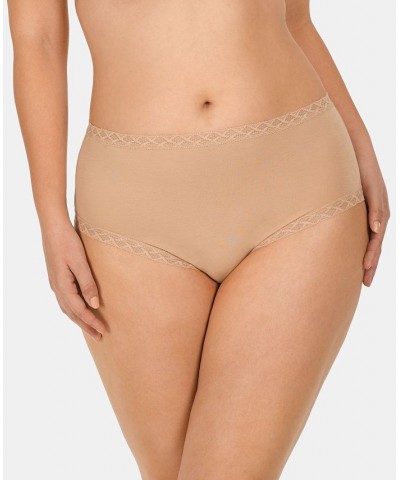 Bliss Lace-Trim High Rise Cotton Brief 755058 Tan/Beige $13.20 Underwears