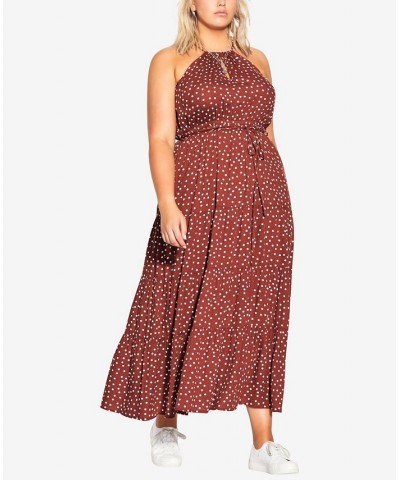 Trendy Plus Size Tier Spot Maxi Dress Multi $43.09 Dresses