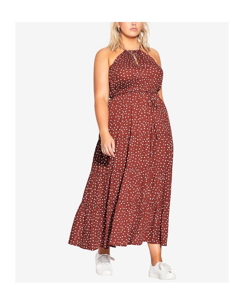 Trendy Plus Size Tier Spot Maxi Dress Multi $43.09 Dresses