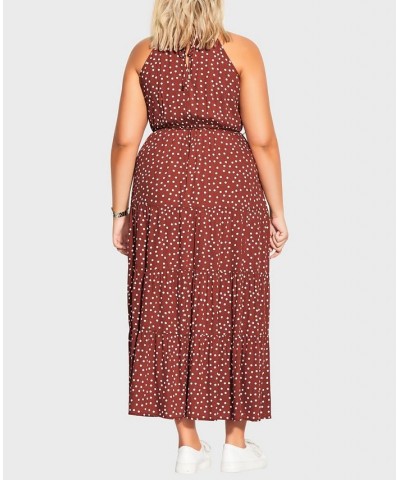 Trendy Plus Size Tier Spot Maxi Dress Multi $43.09 Dresses