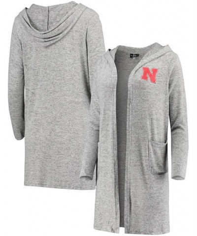 Women's Heathered Gray Nebraska Huskers Cuddle Soft Duster Tri-Blend Hooded Cardigan Heathered Gray $33.79 Sweaters