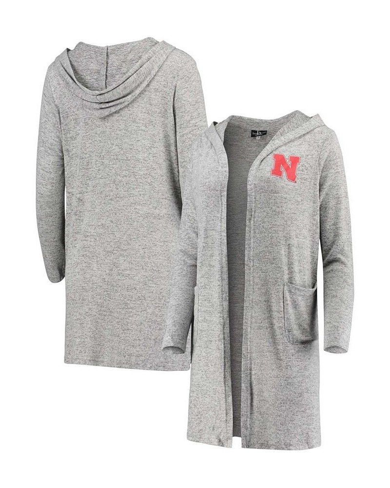 Women's Heathered Gray Nebraska Huskers Cuddle Soft Duster Tri-Blend Hooded Cardigan Heathered Gray $33.79 Sweaters