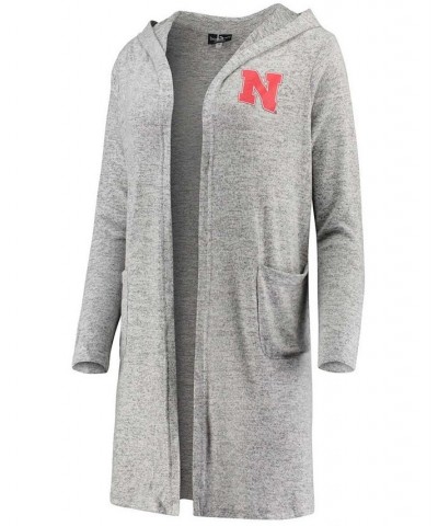 Women's Heathered Gray Nebraska Huskers Cuddle Soft Duster Tri-Blend Hooded Cardigan Heathered Gray $33.79 Sweaters