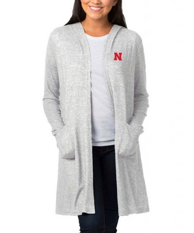 Women's Heathered Gray Nebraska Huskers Cuddle Soft Duster Tri-Blend Hooded Cardigan Heathered Gray $33.79 Sweaters