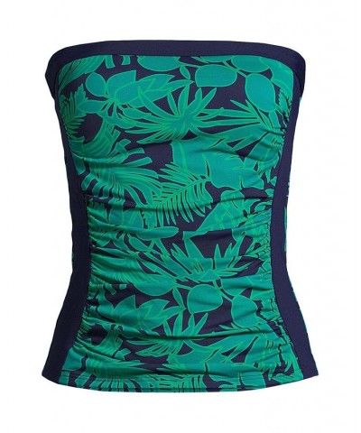 Women's Plus Size Bandeau Tankini Swimsuit Top with Removable Adjustable Straps Navy/emerald palm foliage $48.33 Swimsuits