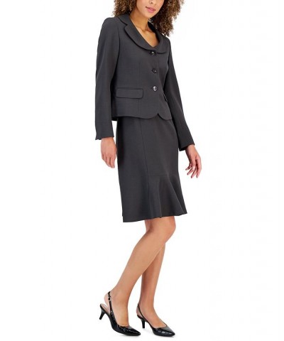 Women's Three-Button Flounce-Skirt Suit Regular and Petite Sizes White $46.50 Suits