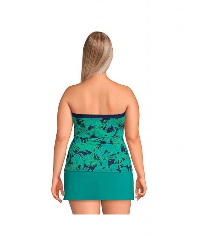 Women's Plus Size Bandeau Tankini Swimsuit Top with Removable Adjustable Straps Navy/emerald palm foliage $48.33 Swimsuits