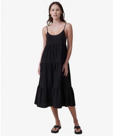 Women's Summer Tiered Maxi Dress Black $38.49 Dresses