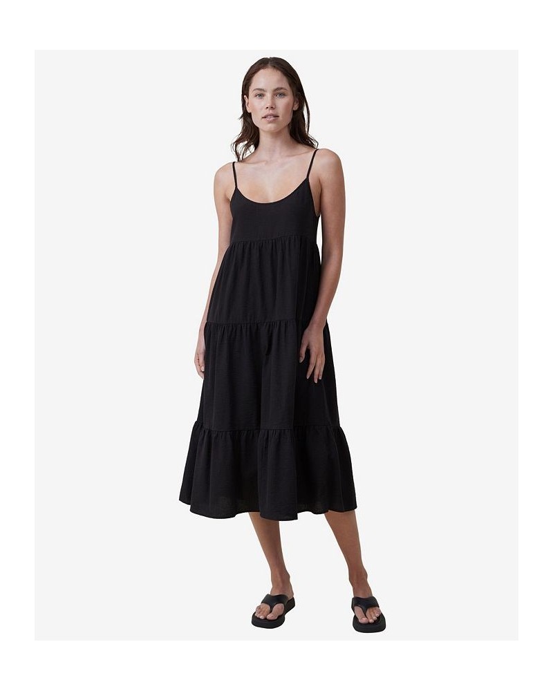 Women's Summer Tiered Maxi Dress Black $38.49 Dresses