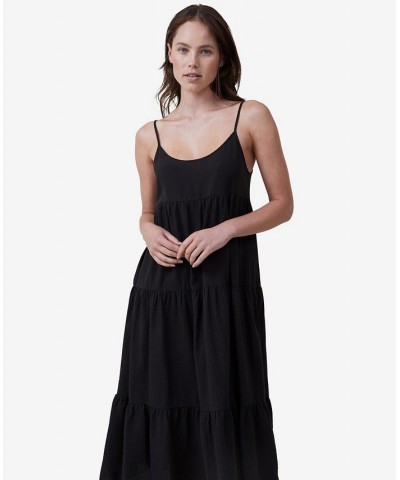 Women's Summer Tiered Maxi Dress Black $38.49 Dresses