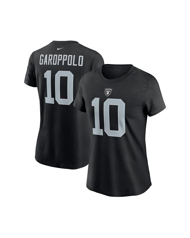 Women's Jimmy Garoppolo Black Las Vegas Raiders Player Name and Number T-shirt Black $29.99 Tops