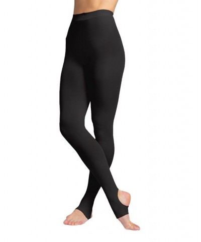 Women's Italian Made Stirrup Tights Black $21.59 Hosiery