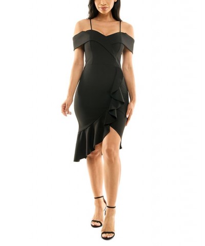 Off-The-Shoulder Ruffle-Hem Dress Black $28.29 Dresses