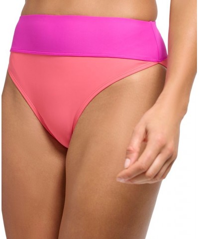 Women's Square-Neck Bikini Top & High-Waisted Bottoms Punch Pink $33.54 Swimsuits