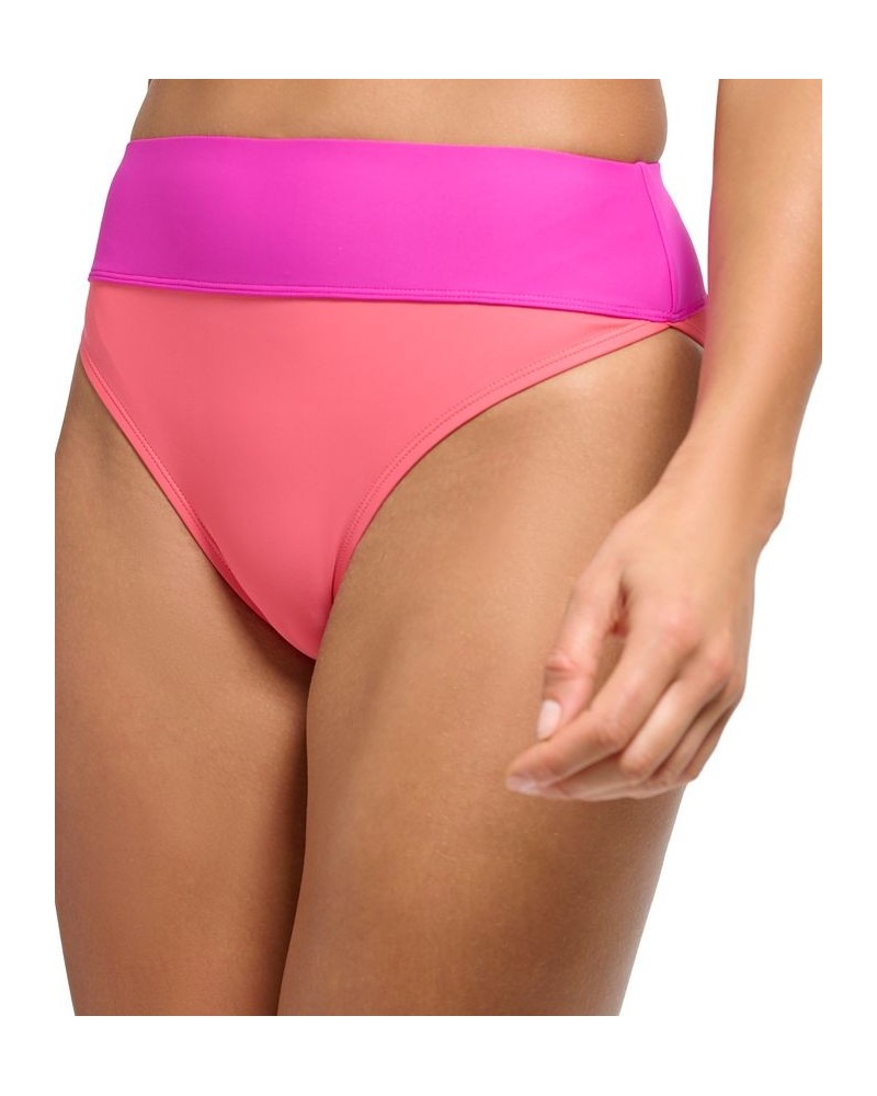 Women's Square-Neck Bikini Top & High-Waisted Bottoms Punch Pink $33.54 Swimsuits