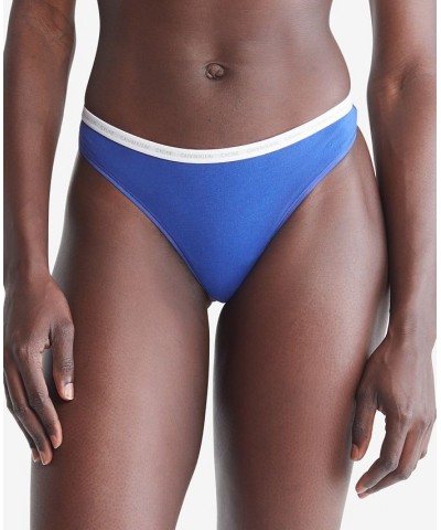 CK One Cotton Singles Thong Underwear QD3783 Clematis Blue $10.95 Panty