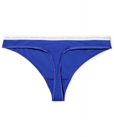 CK One Cotton Singles Thong Underwear QD3783 Clematis Blue $10.95 Panty