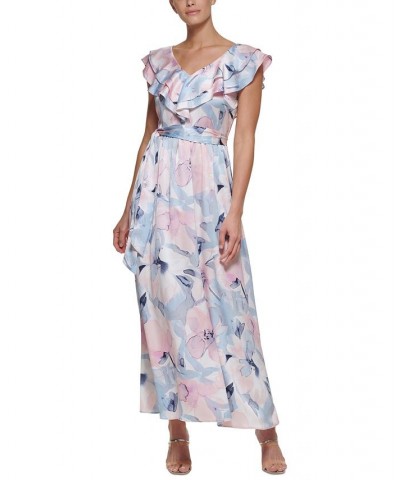 Ruffle-Collar Maxi Dress Salmon Multi $46.19 Dresses