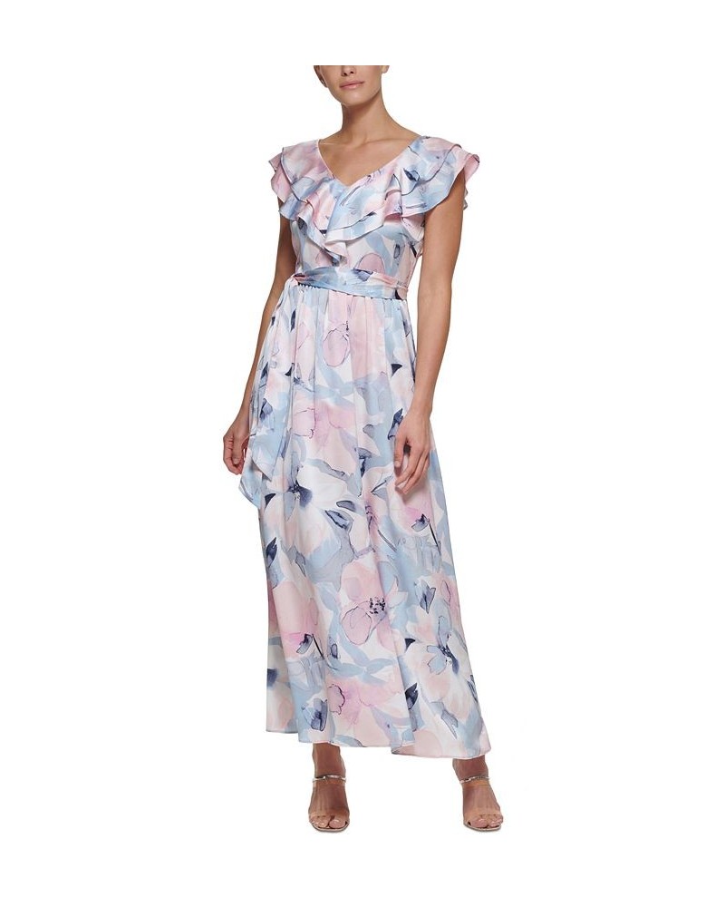 Ruffle-Collar Maxi Dress Salmon Multi $46.19 Dresses