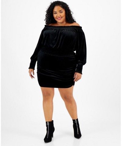 Plus Size Long Sleeve Off The Shoulder Top Black $13.35 Tops